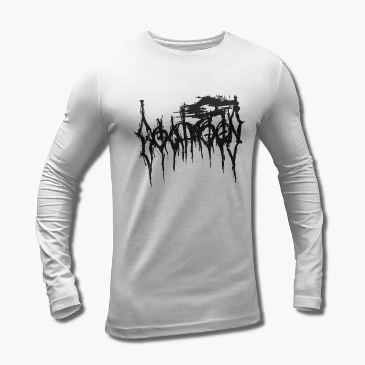 Goatmoon Band Long Sleeve T-Shirt, Goatmoon Logo White Longsleeve T-Shirt, Folk Metal, Black Metal Merchandise