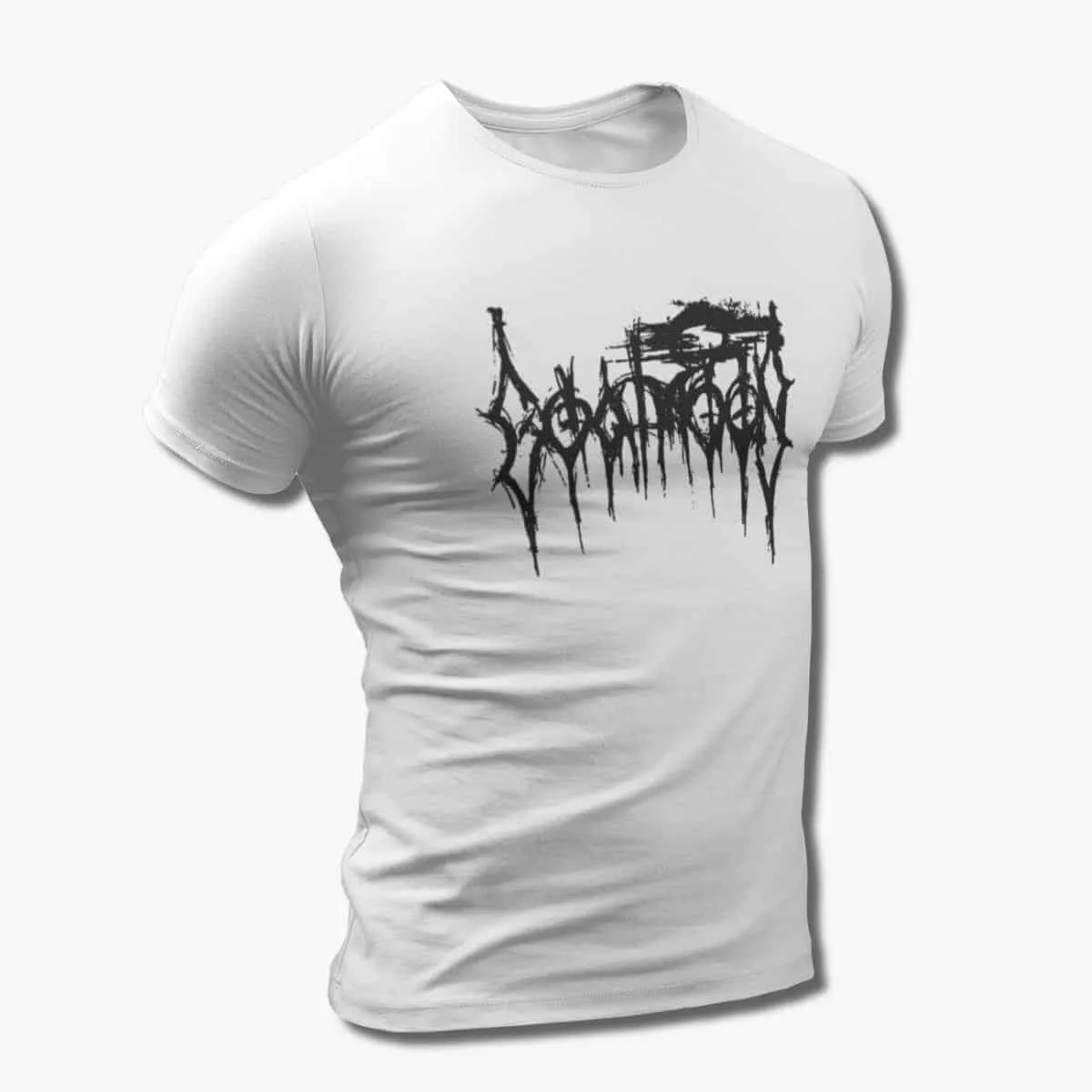 Goatmoon Band T-Shirt, Goatmoon Logo White T-Shirt, Folk Metal, Black Metal Merchandise