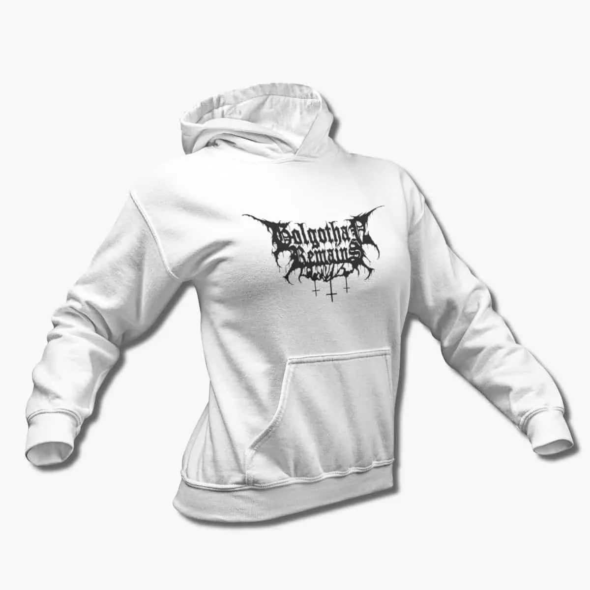 Golgothan Remains Band Hoodie, Golgothan Remains Logo White Hooded Sweatshirt, Death Metal Merchandise