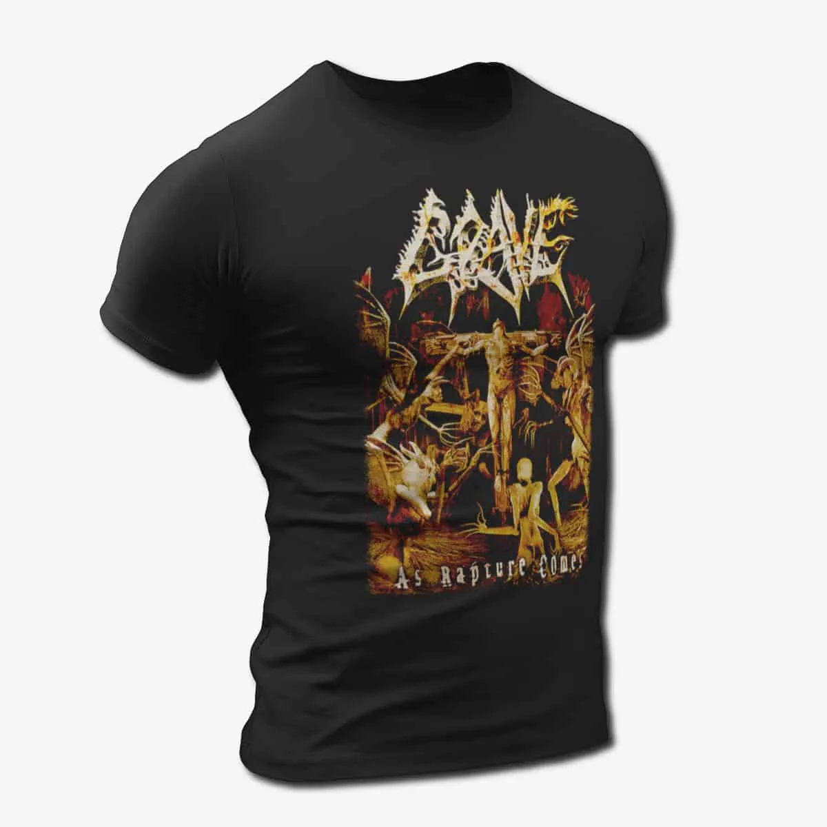 Grave Band T-Shirt, Grave As Rapture Comes Artwork T-Shirt, Death Metal Merch