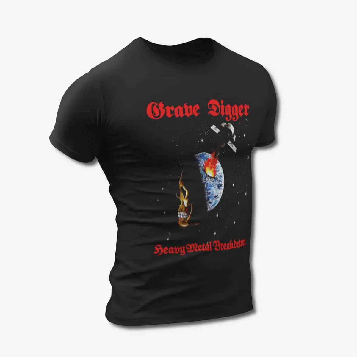 Grave Digger T-Shirt, Grave Digger Heavy Metal Breakdown Black T-Shirt, Heavy Metal, Power Metal Merchandise