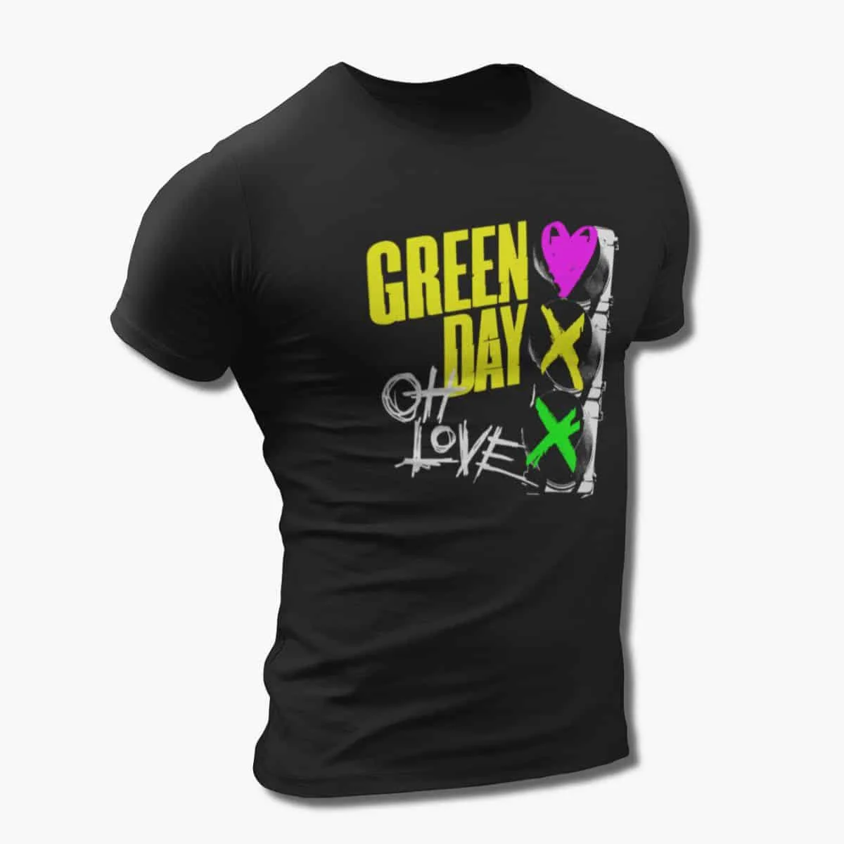 Green Day Band T-Shirt, Green Day Oh Love Artwork Black T-Shirt, Alternative Rock Merchandise