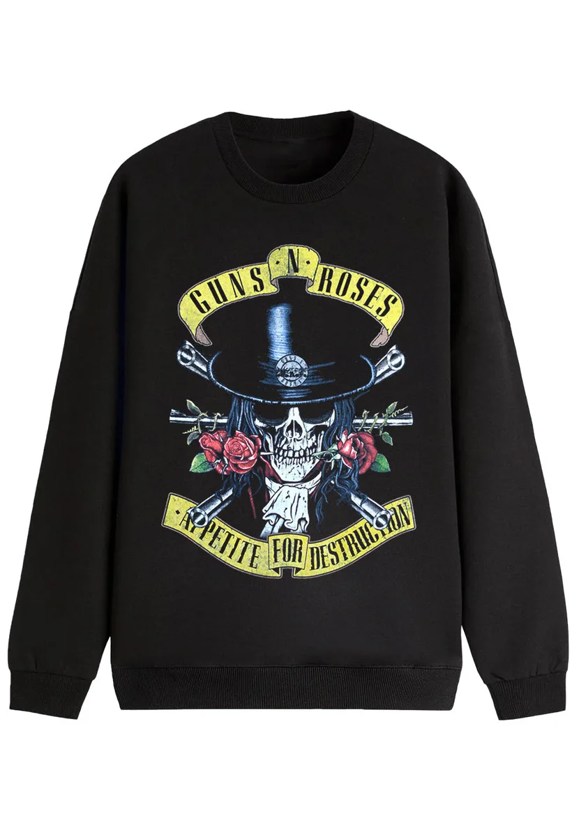 Guns N' Roses Top Hat Skull Charcoal Hoodie