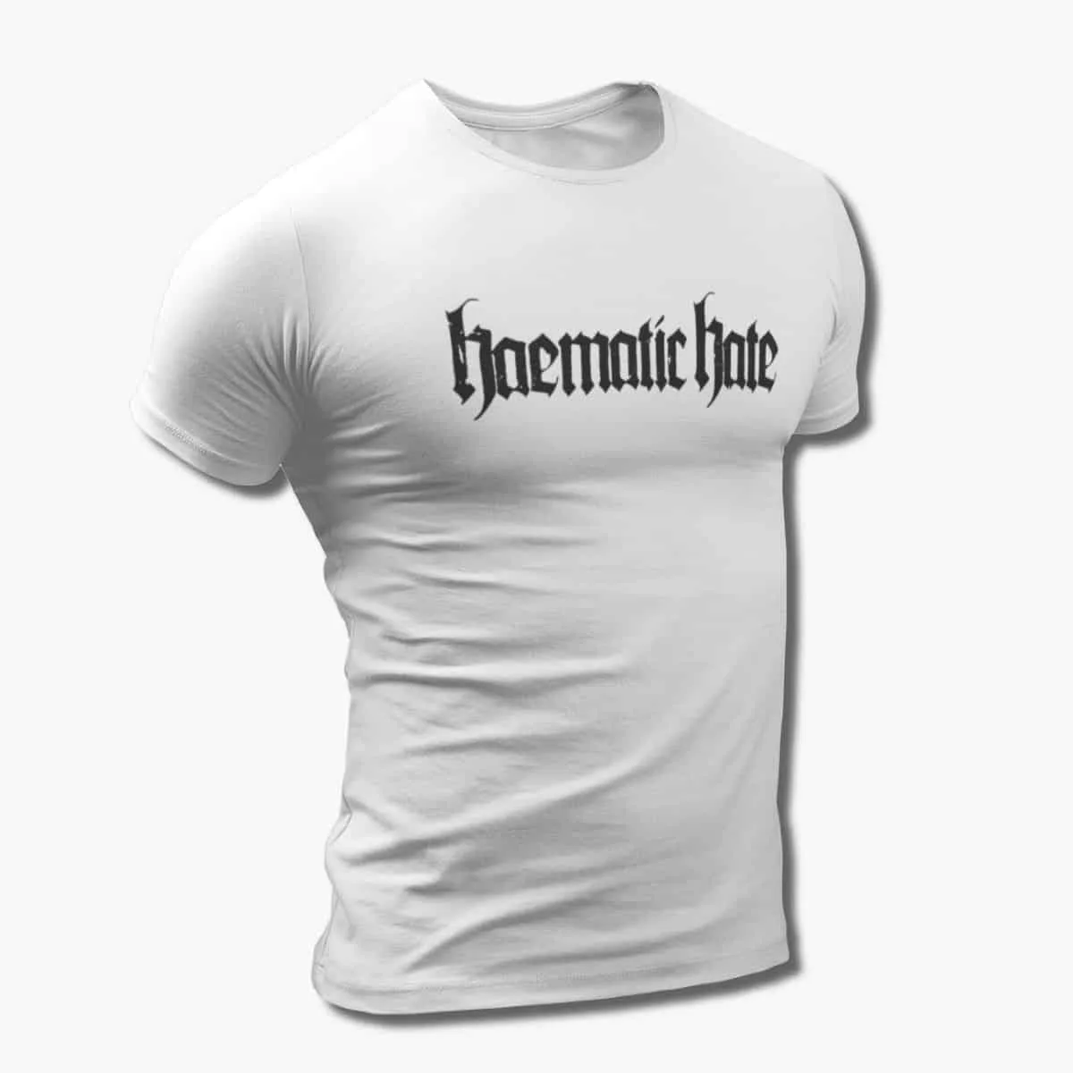 Haematic Hate Band T-Shirt, Haematic Hate Logo White T-Shirt, Metalcore, Melodic Death Metal Merchandise