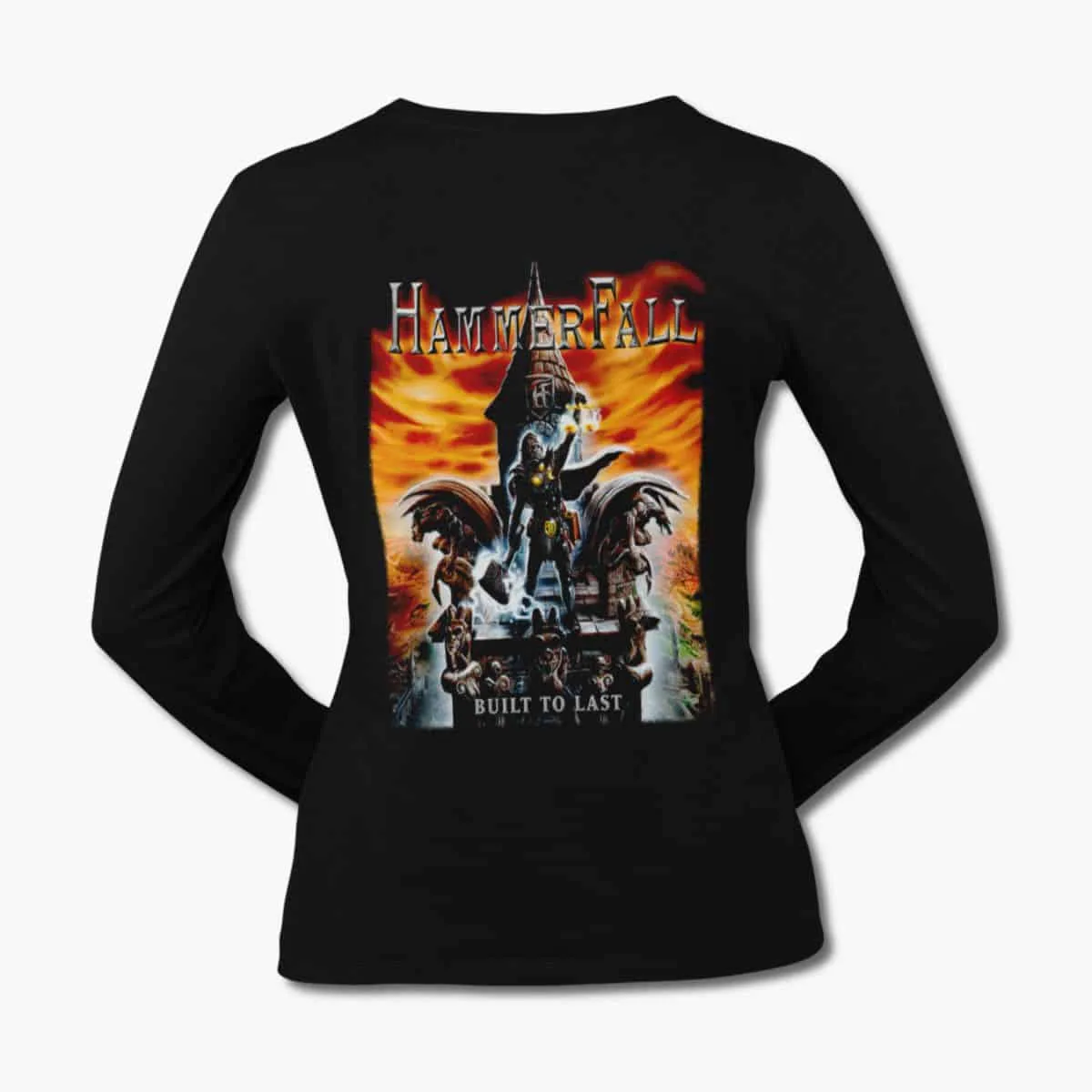 HammerFall Band Long Sleeve T-Shirt, Hammer Fall Built To Last Black Longsleeve T-Shirt, Power Metal Merchandise