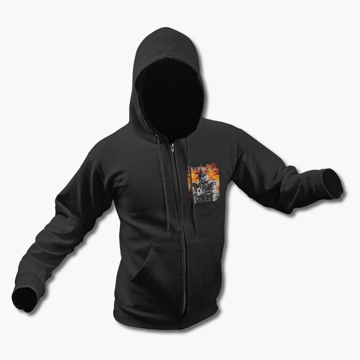 HammerFall Band Zip Up Hoodie, Hammer Fall Built To Last Black Zipper Hooded Sweatshirt, Power Metal Merchandise