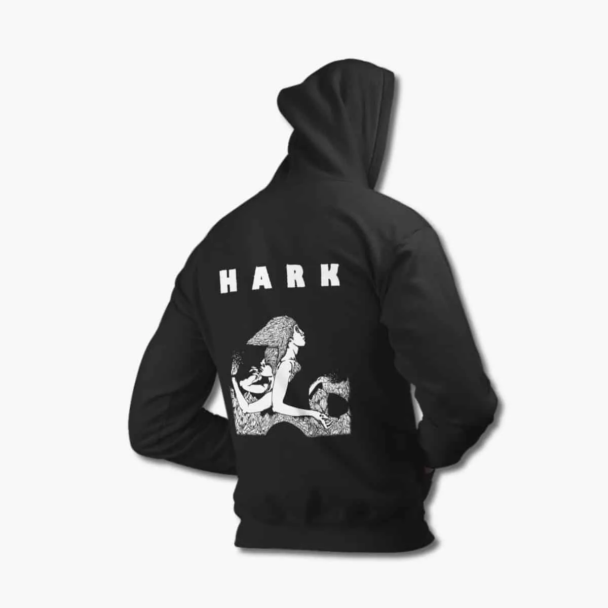 Hark Zip Up Hoodie, Hark Crystalline Artwork Black Zipper Hoodie, Stoner Metal Merchandise