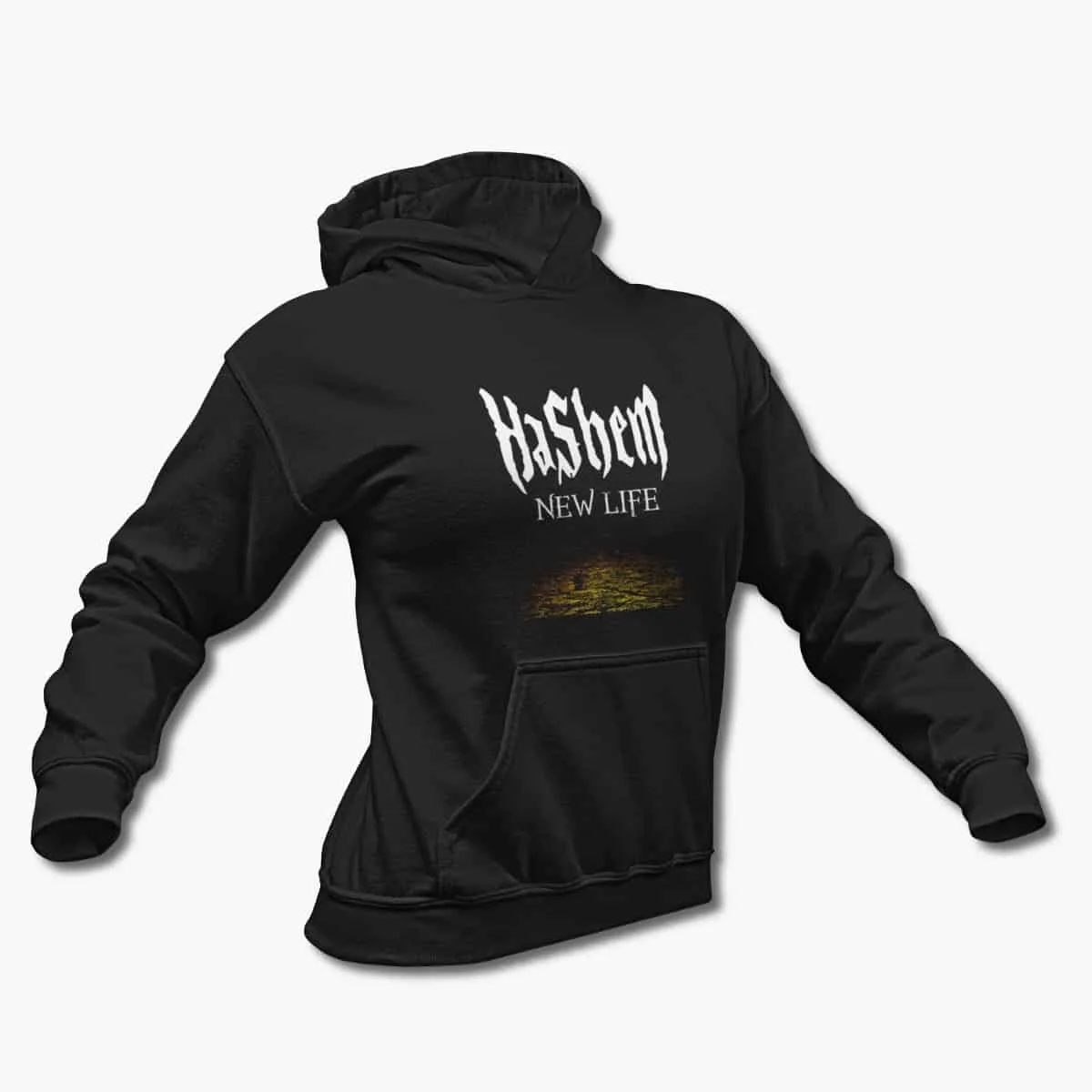 Hashem Hoodie, Hashem New Life Artwork Black Hooded Pullover, Death Metal Merchandise