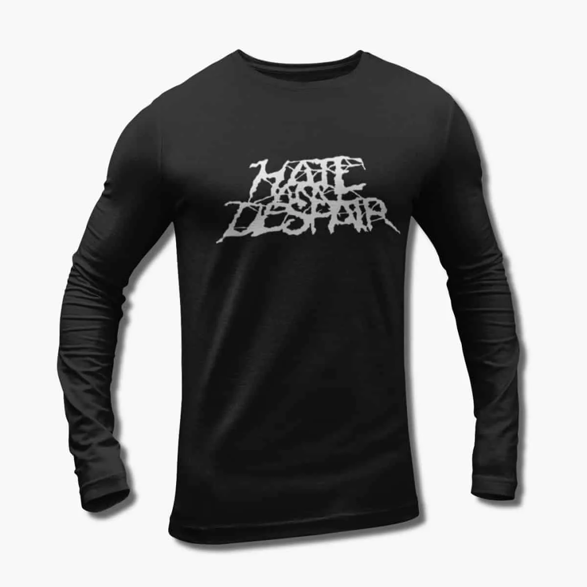 Hate and Despair Band Long Sleeve T-Shirt, Hate and Despair Logo Black Longsleeve T-Shirt, Black Metal Merchandise