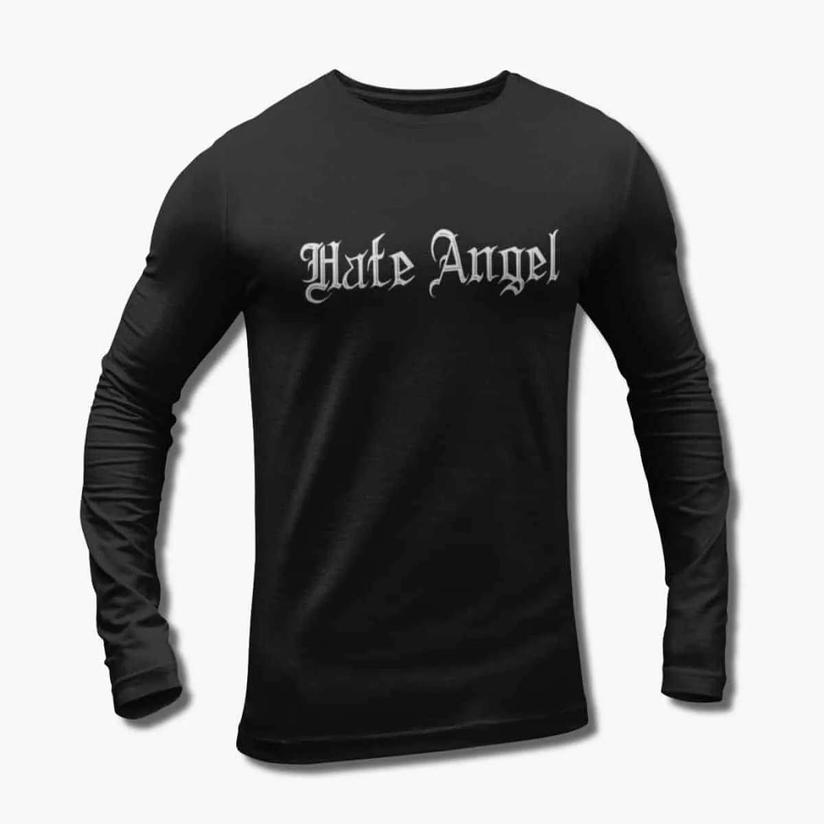 Hate Angel Band Long Sleeve T-Shirt, Hate Angel Logo Black Longsleeve T-Shirt, Blackened Thrash Metal Merchandise