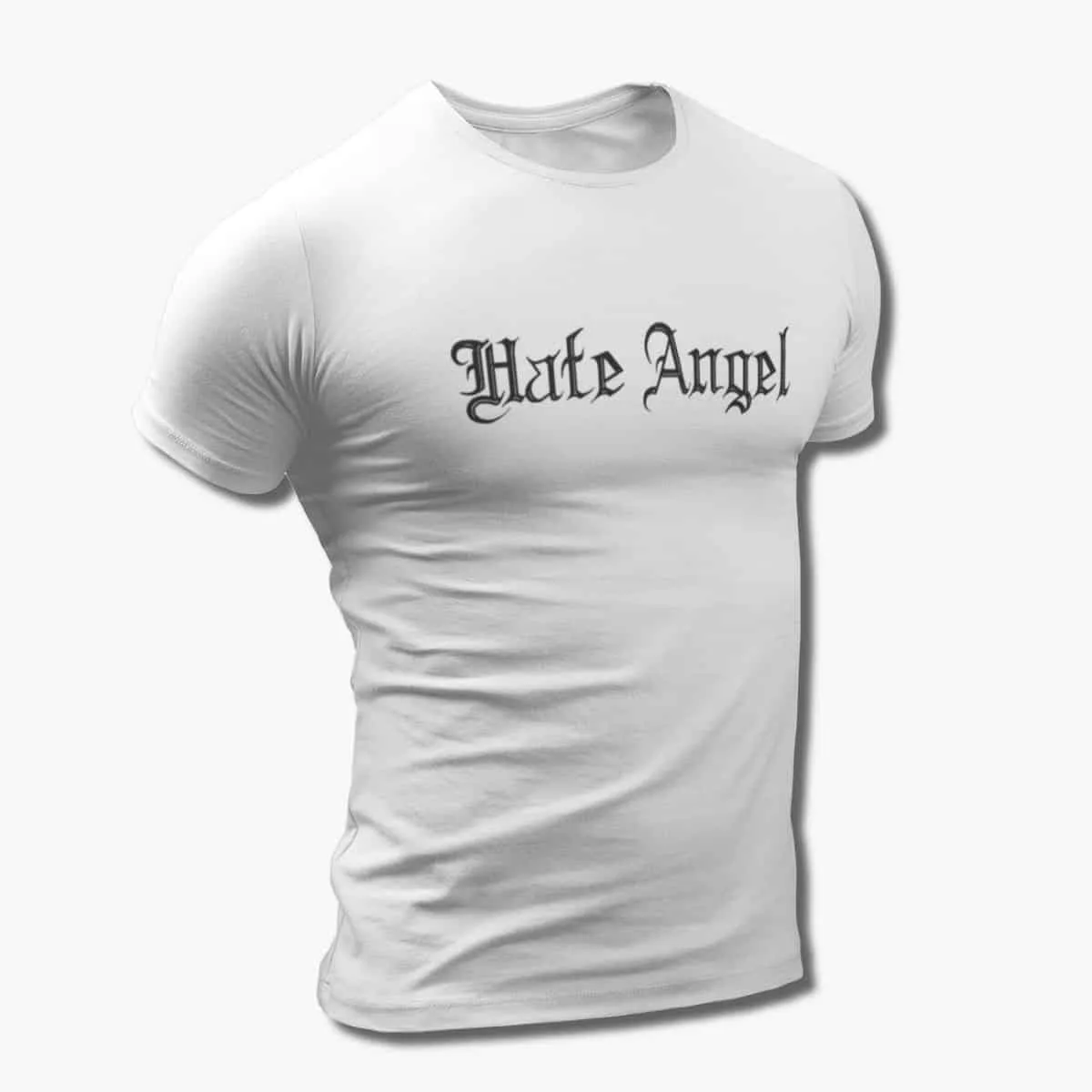 Hate Angel Band T-Shirt, Hate Angel Logo White T-Shirt, Blackened Thrash Metal Merchandise