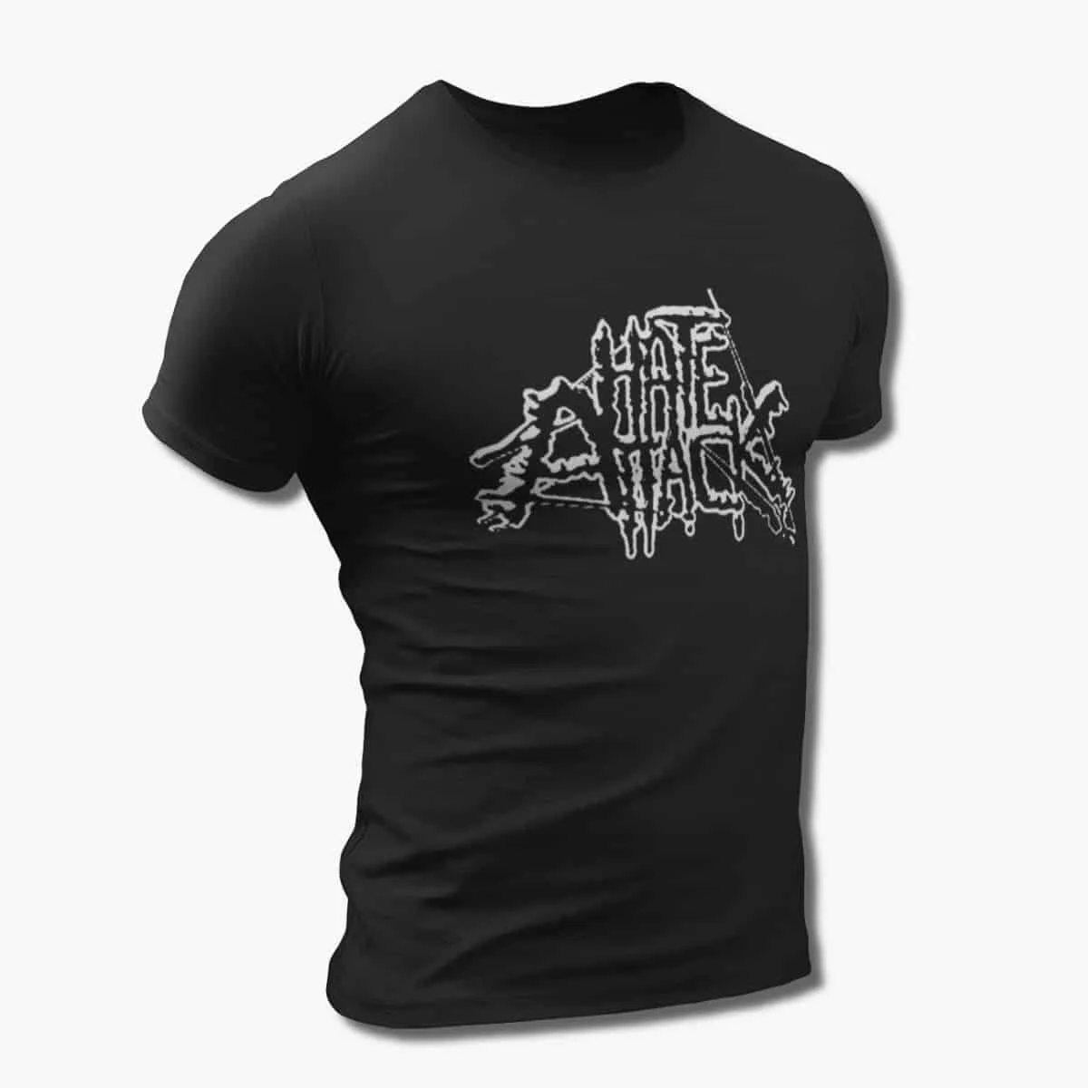 Hate Attack Band T-Shirt, Hate Attack Logo Black T-Shirt, Thrash Metal, Death Metal Merchandise