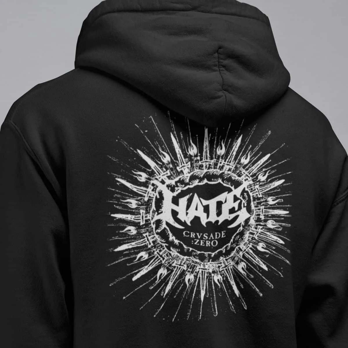 Hate Band Hoodie, Hate Crusade Zero Artwork Hooded Sweatshirt, Death Metal Merchandise