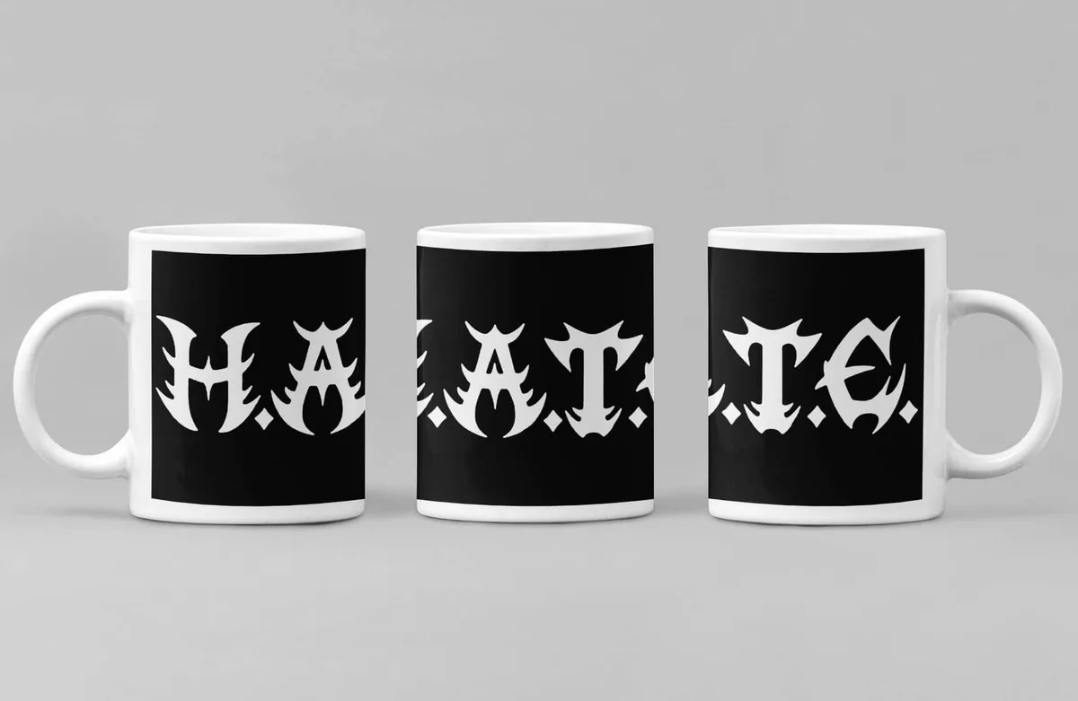 Hate Coffee Mug, Hate Logo Coffee Mug