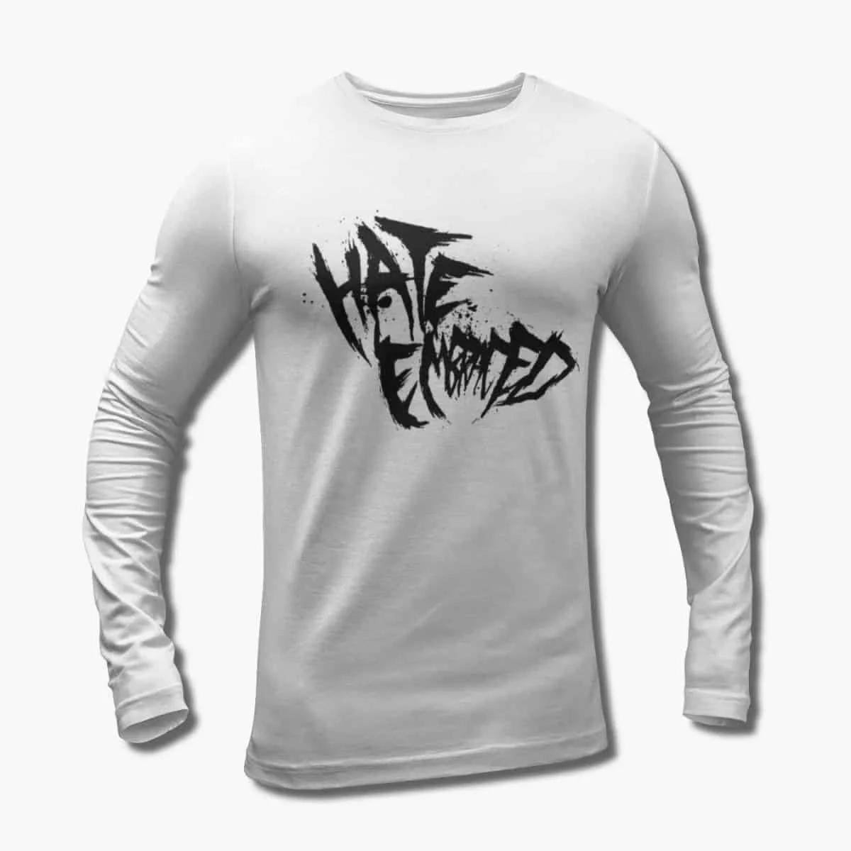 Hate Embraced Band Long Sleeve T-Shirt, Hate Embraced Logo White Longsleeve T-Shirt, Deathcore Merchandise