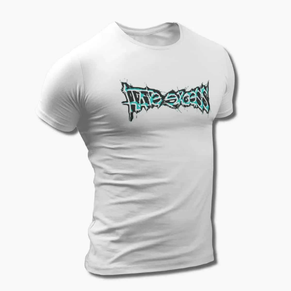 Hate Excess Band T-Shirt, Hate Excess Logo White T-Shirt, Metalcore, Death Metal Merchandise