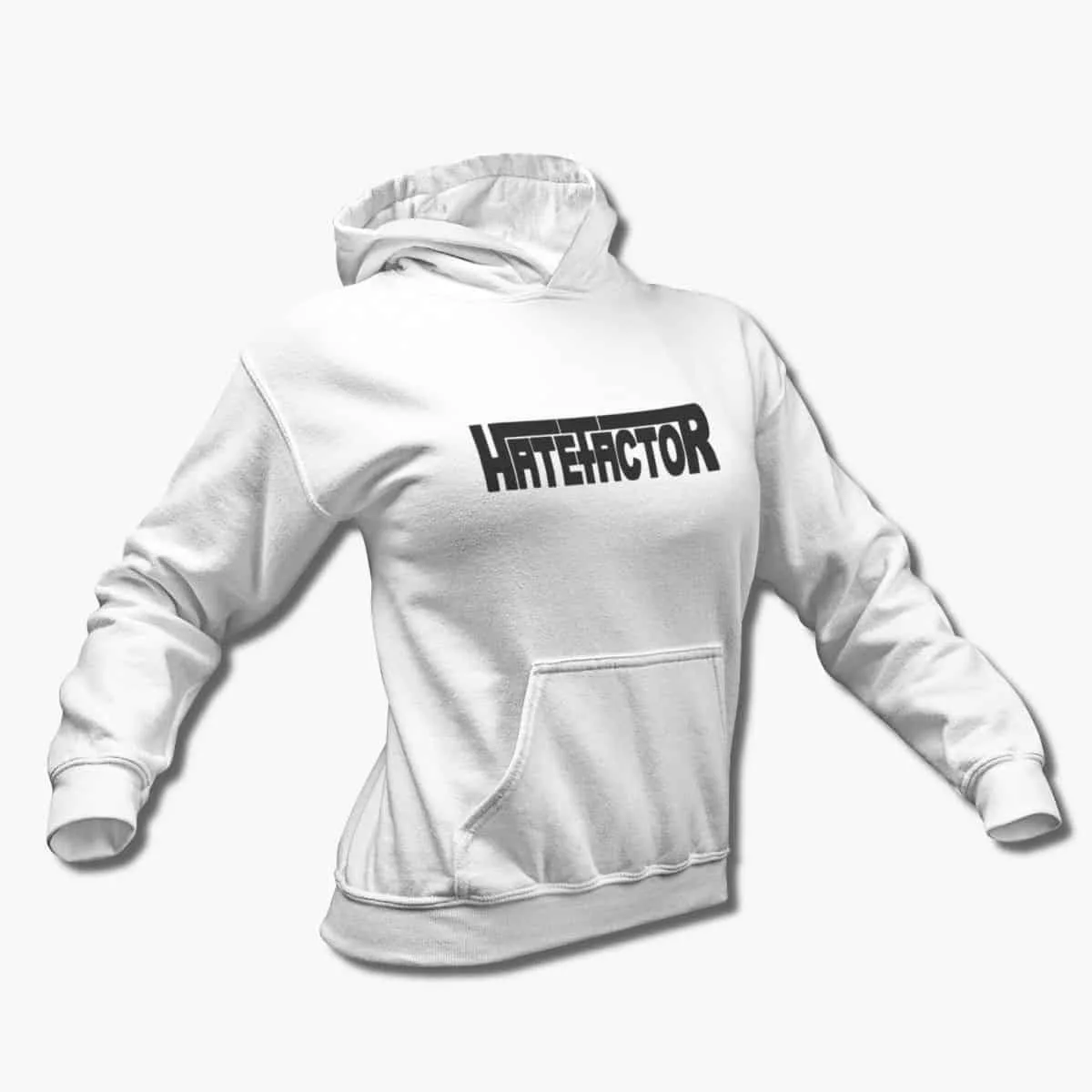 Hate Factor Band Hoodie, Hate Factor Logo White Hooded Sweatshirt, Death Metal, Thrash Metal Merchandise