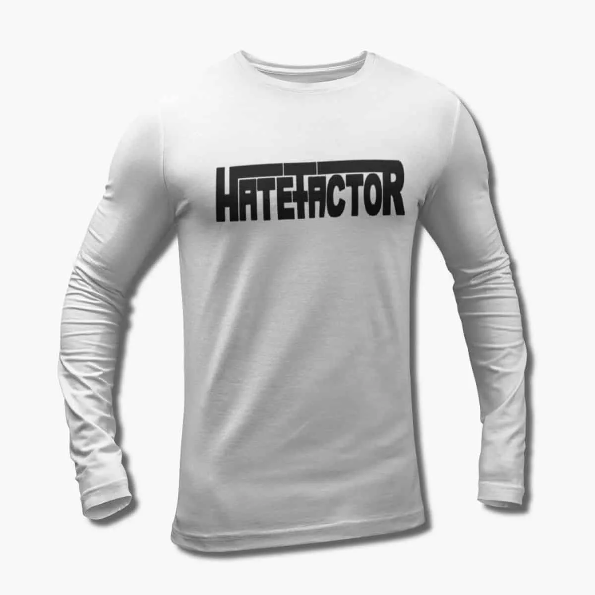 Hate Factor Band Long Sleeve T-Shirt, Hate Factor Logo White Longsleeve T-Shirt, Death Metal, Thrash Metal Merchandise