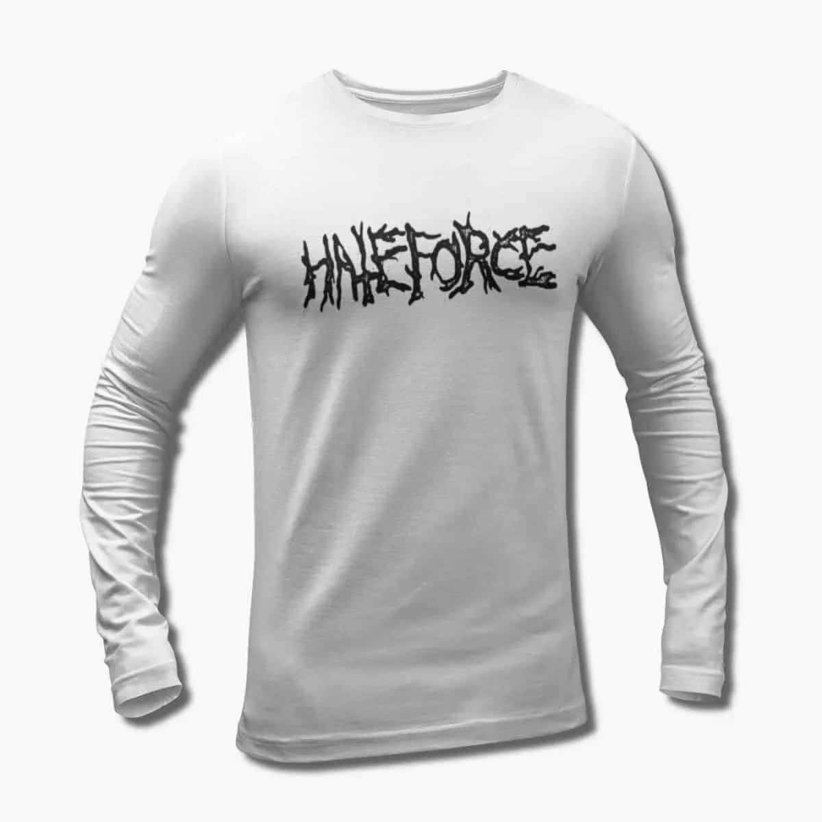 Hate Force Band Long Sleeve T-Shirt, Hate Force Logo White Longsleeve T-Shirt, Death Metal Merchandise