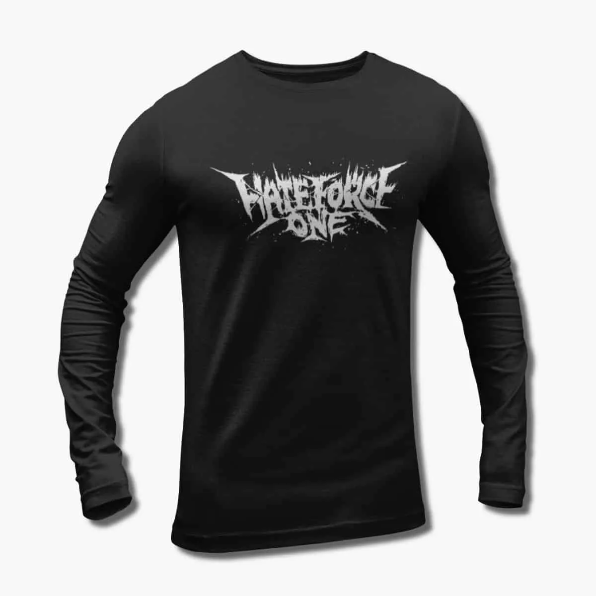 Hate Force One Band Long Sleeve T-Shirt, Hate Force One Logo Black Longsleeve T-Shirt, Death Metal, Thrash Metal Merchandise