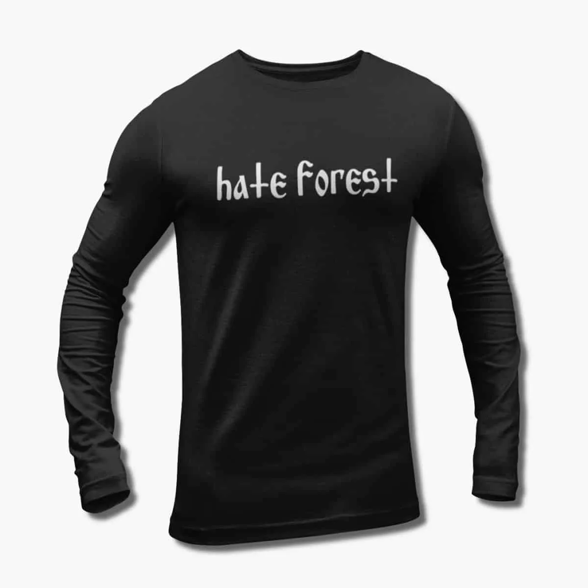 Hate Forest Band Long Sleeve T-Shirt, Hate Forest Logo Black Longsleeve T-Shirt, Black Metal, Ambient Metal Merchandise