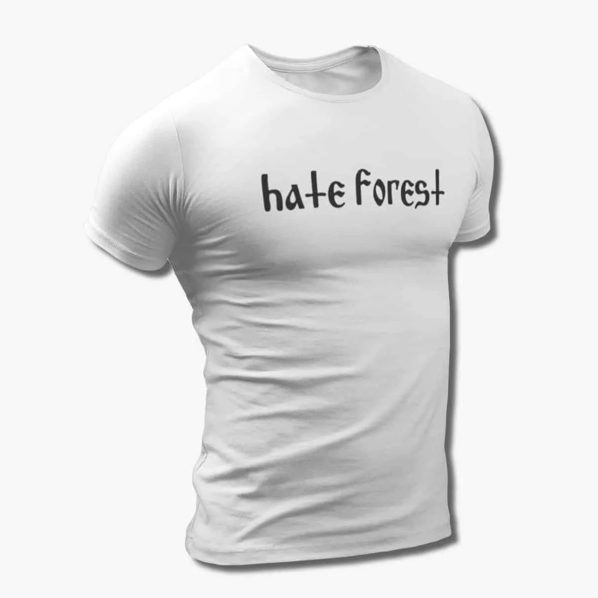 Hate Forest Band T-Shirt, Hate Forest Logo White T-Shirt, Black Metal, Ambient Metal Merchandise