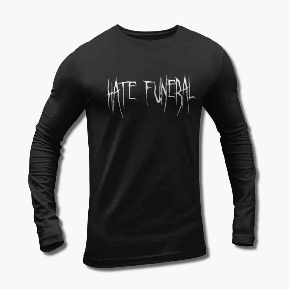 Hate Funeral Band Long Sleeve T-Shirt, Hate Funeral Logo Black Longsleeve T-Shirt, Black Metal Merchandise