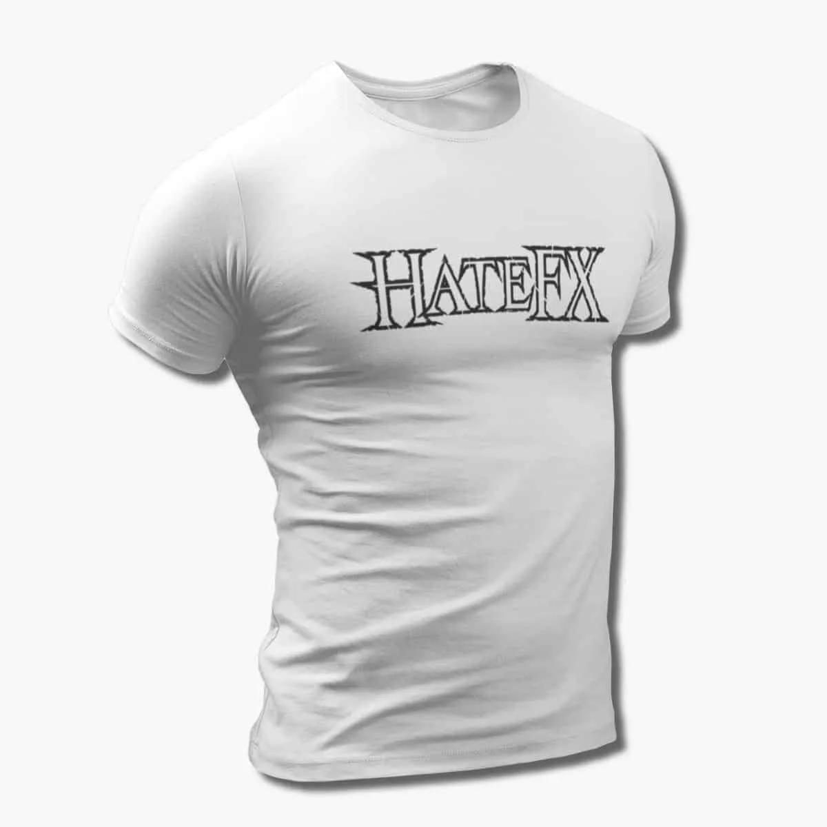 Hate FX Band T-Shirt, Hate FX Logo White T-Shirt, Thrash Metal, Groove Metal Merchandise