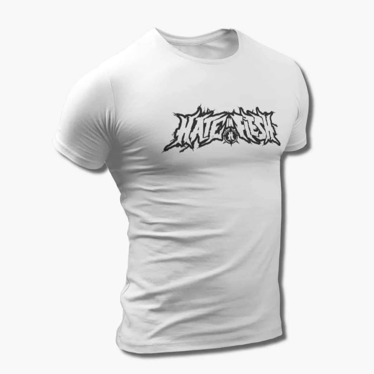 Hate in Flesh Band T-Shirt, Hate in Flesh Logo White T-Shirt, Melodic Death Metal Merchandise