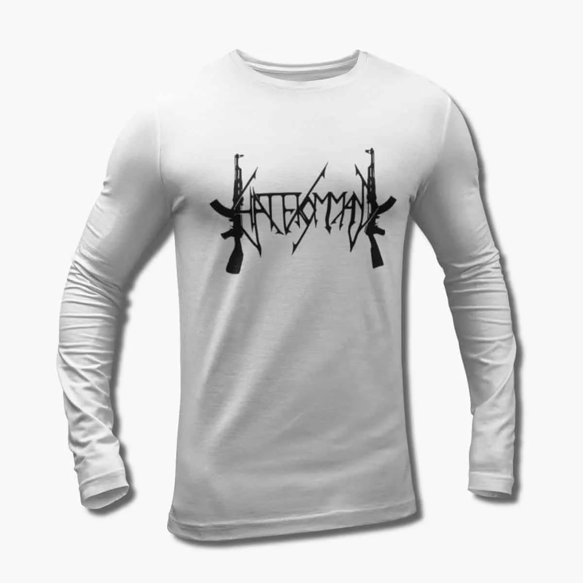 Hate Kommand Band Long Sleeve T-Shirt, Hate Kommand Logo White Longsleeve T-Shirt, Black Metal Merchandise