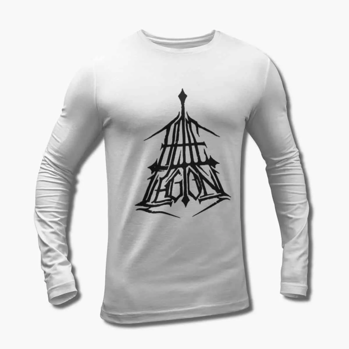 Hate Legion Band Long Sleeve T-Shirt, Hate Legion Logo White Longsleeve T-Shirt, Death Metal Merchandise