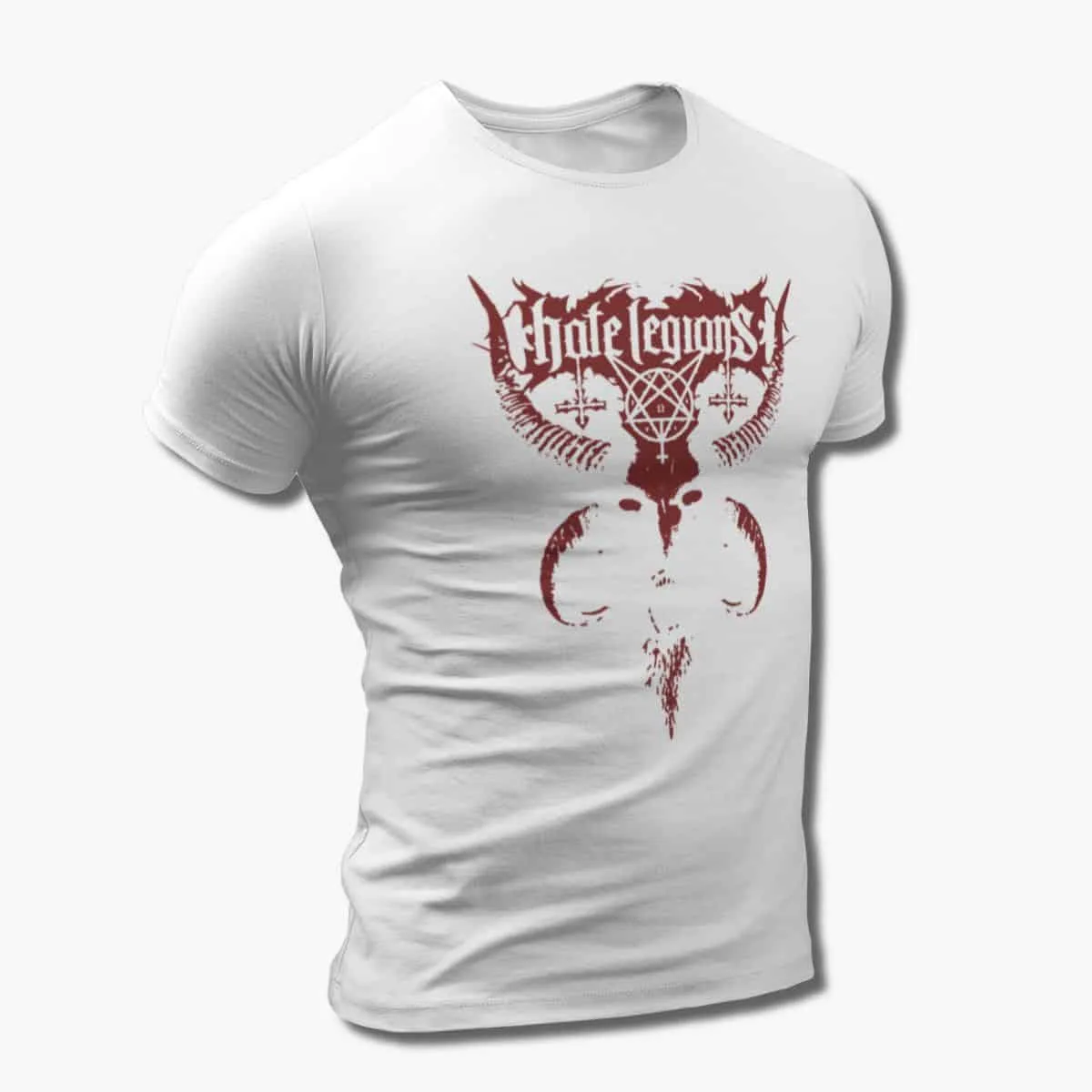 Hate Legions Band T-Shirt, Hate Legions Logo White T-Shirt, Black Metal, Death Metal Merchandise