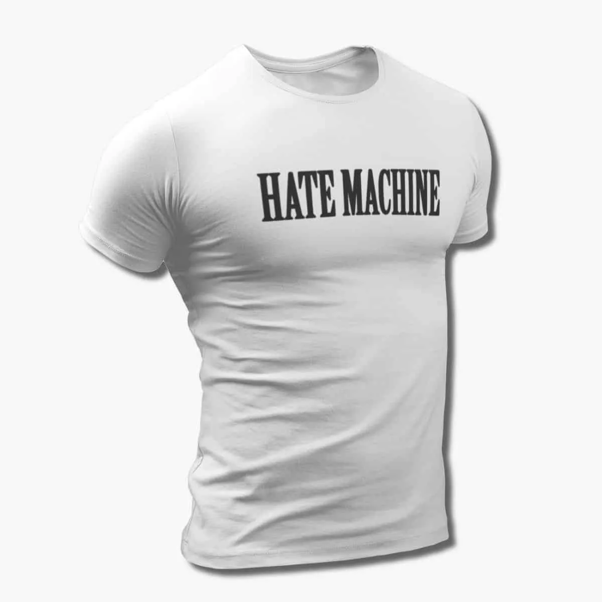 Hate Machine Band T-Shirt, Hate Machine Logo White T-Shirt, Death Metal Merchandise
