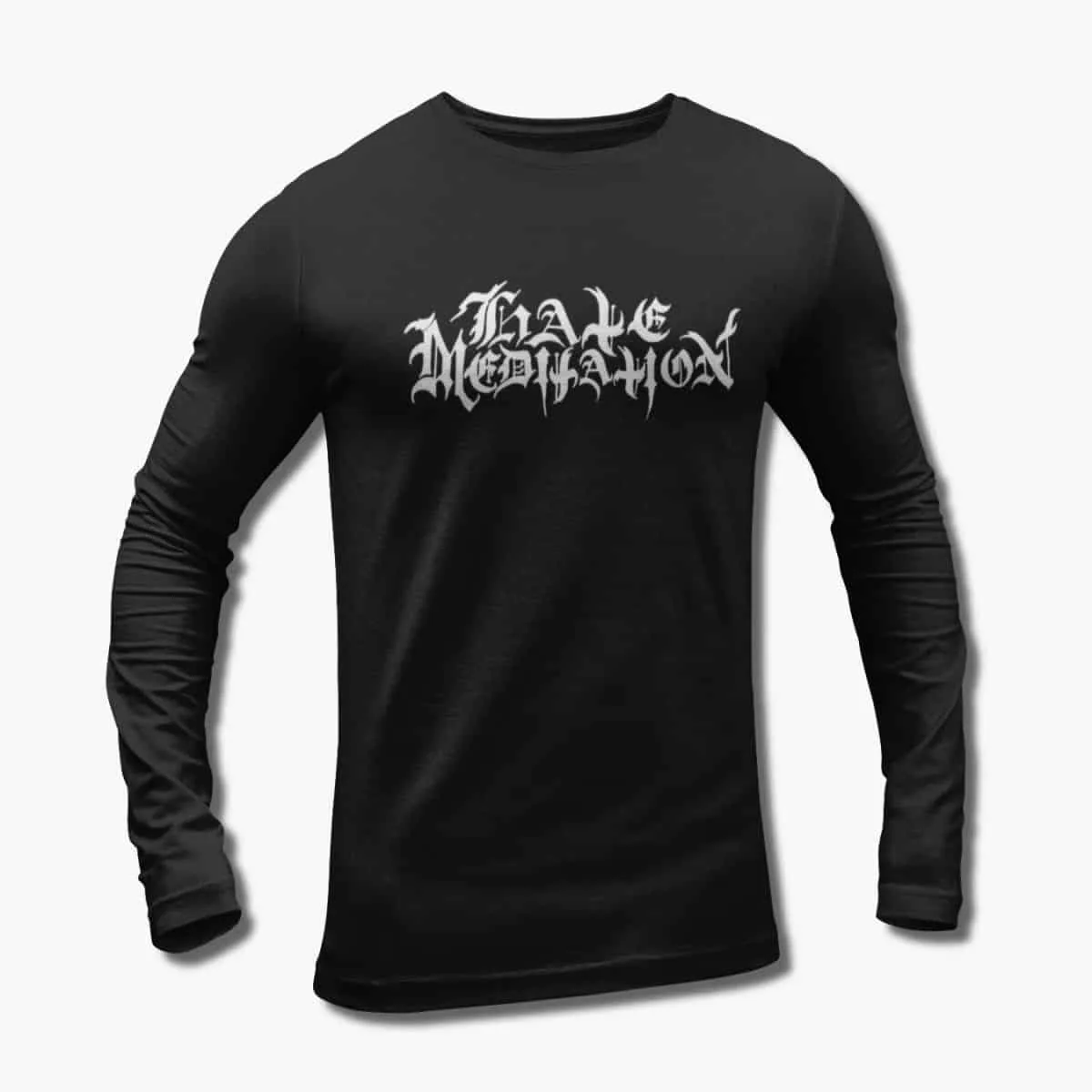 Hate Meditation Band Long Sleeve T-Shirt, Hate Meditation Logo Black Longsleeve T-Shirt, Black Metal Merchandise