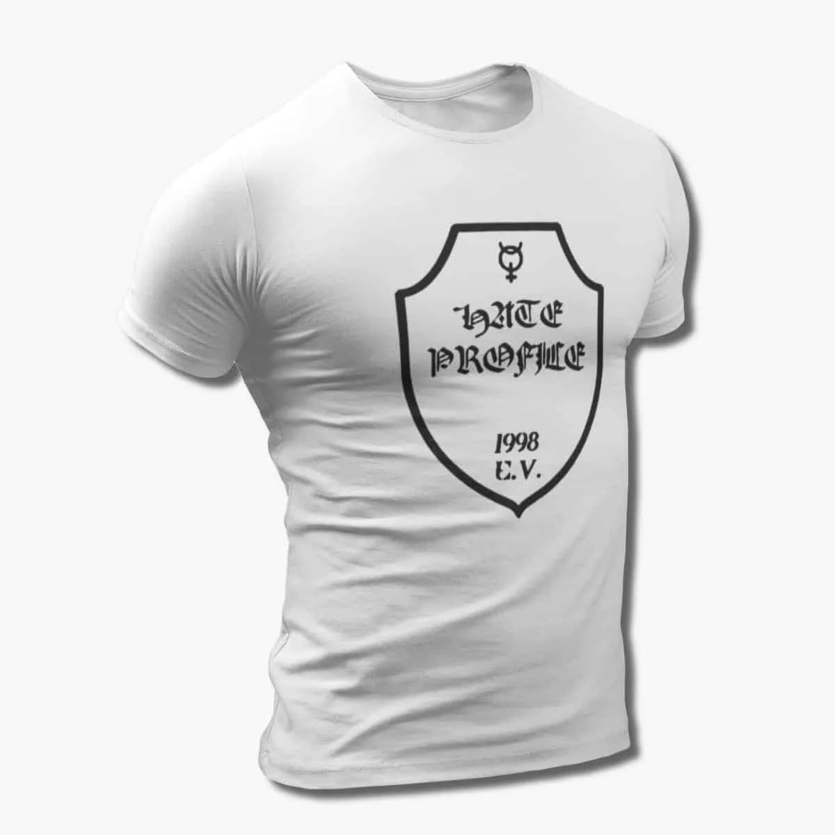Hate Profile Band T-Shirt, Hate Profile Logo White T-Shirt, Black Metal Merchandise