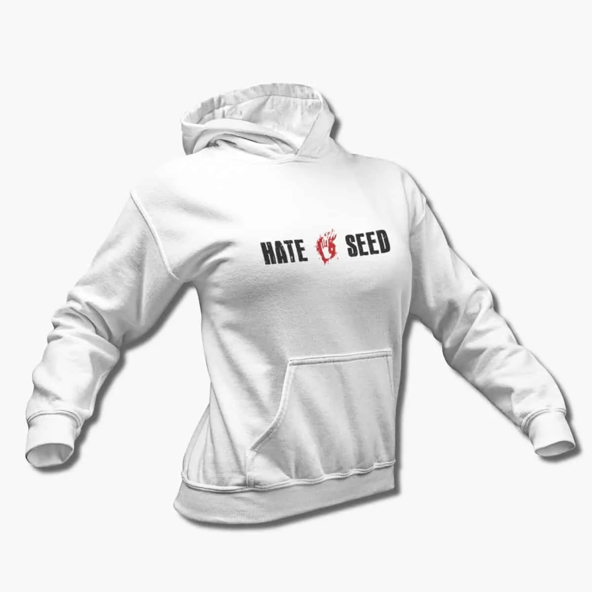 Hate Seed Band Hoodie, Hate Seed Logo White Hooded Sweatshirt, Death Metal, Grindcore Merchandise