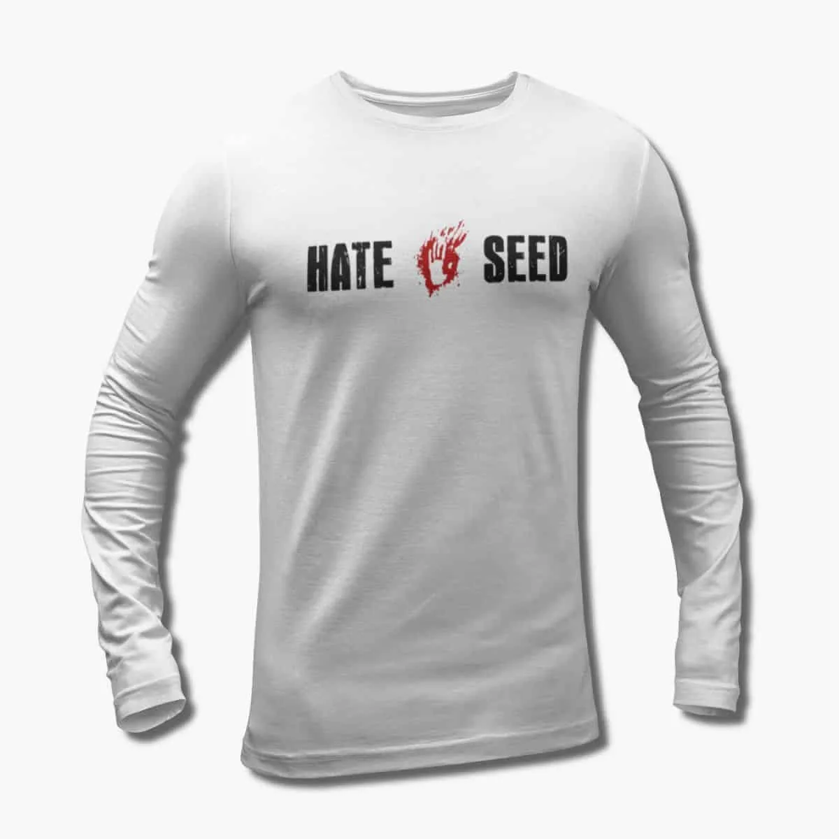 Hate Seed Band Long Sleeve T-Shirt, Hate Seed Logo White Longsleeve T-Shirt, Death Metal, Grindcore Merchandise