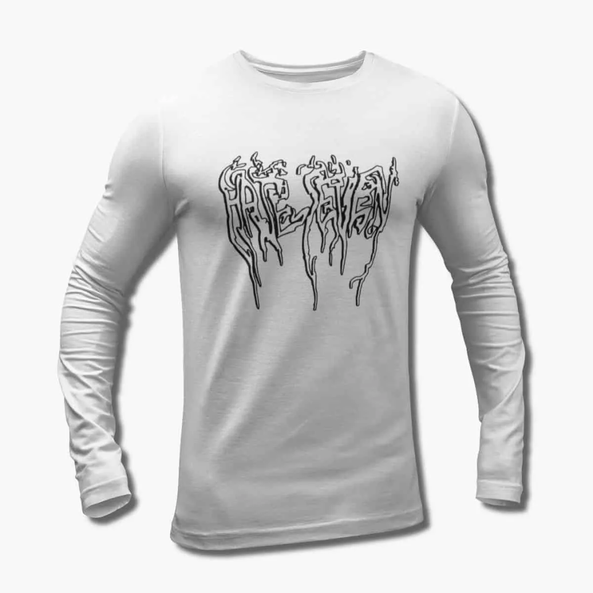 Hate Seven Band Long Sleeve T-Shirt, Hate Seven Logo White Longsleeve T-Shirt, Death Metal, Groove Metal Merchandise