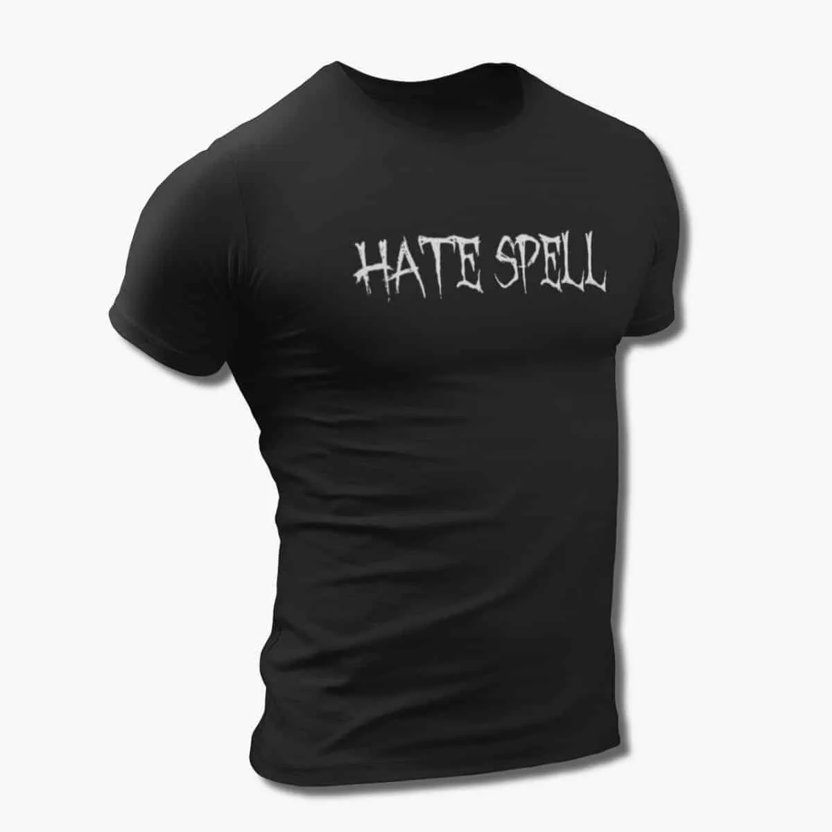 Hate Spell Band T-Shirt, Hate Spell Logo Black T-Shirt, Death Metal, Power Metal Merchandise