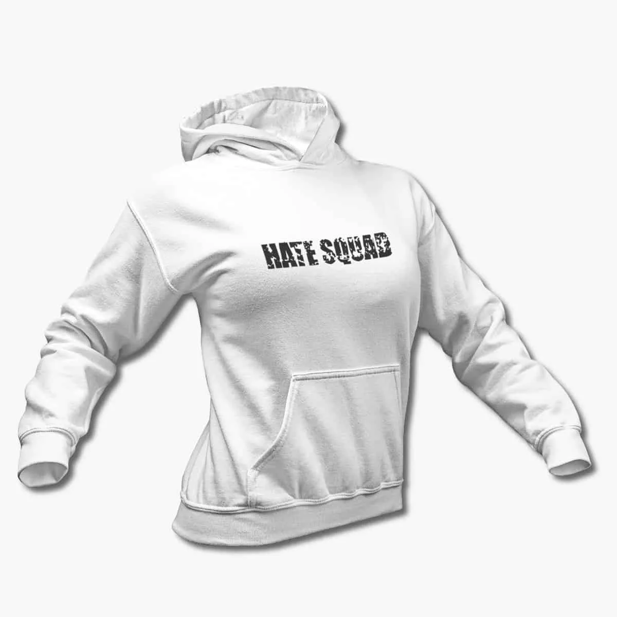 Hate Squad Hoodie, Hate Squad Logo White Hooded Sweatshirt, Thrash Metal Merchandise