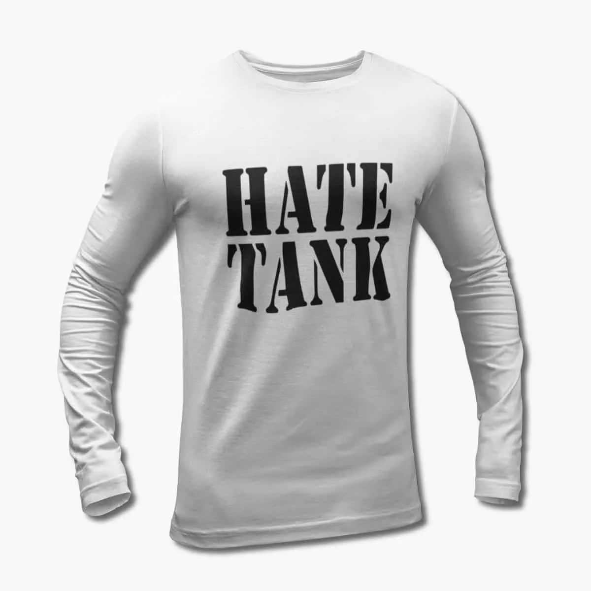 Hate Tank Long Sleeve T-Shirt, Hate Tank Logo White Longsleeve T-Shirt, Thrash Metal, Groove Metal Merchandise