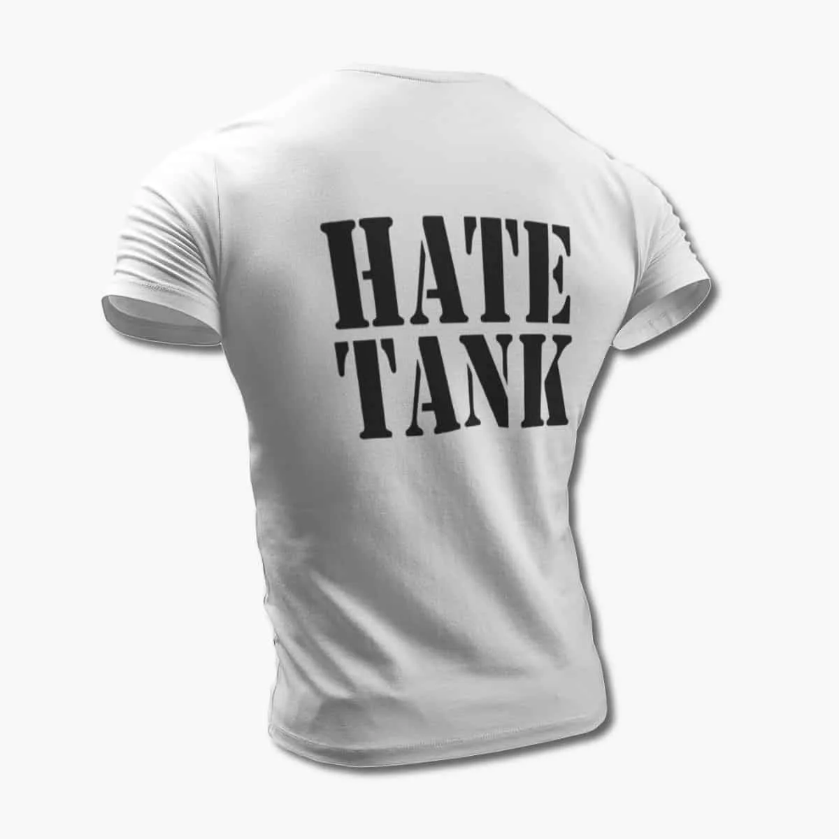 Hate Tank T-Shirt, Hate Tank Logo White T-Shirt, Thrash Metal, Groove Metal Merchandise