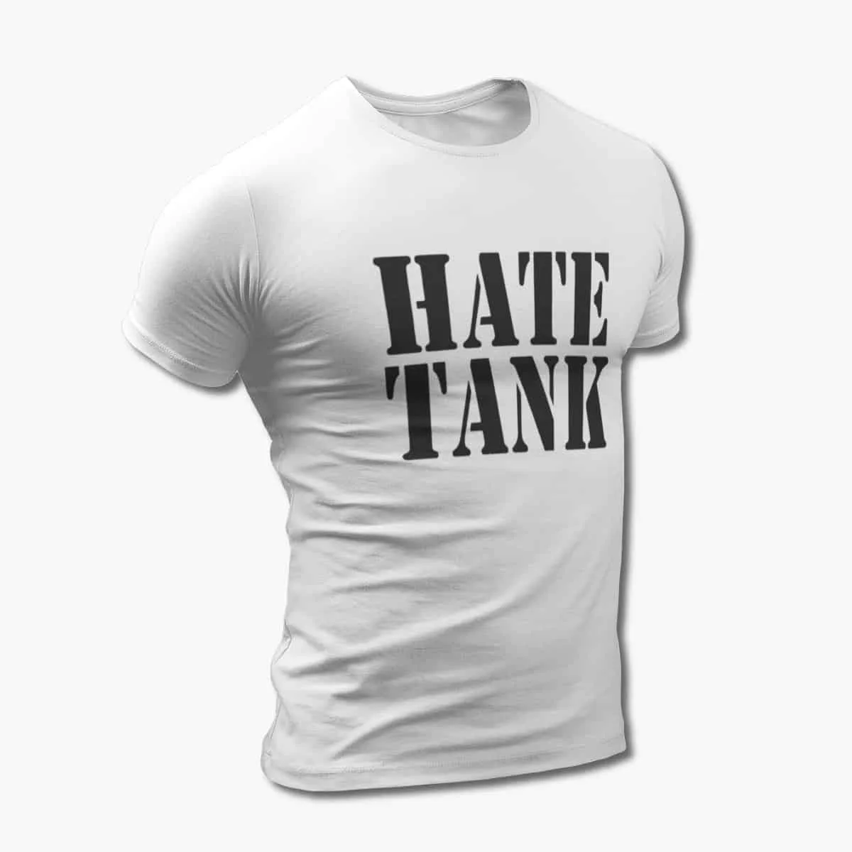 Hate Tank T-Shirt, Hate Tank Logo White T-Shirt, Thrash Metal, Groove Metal Merchandise