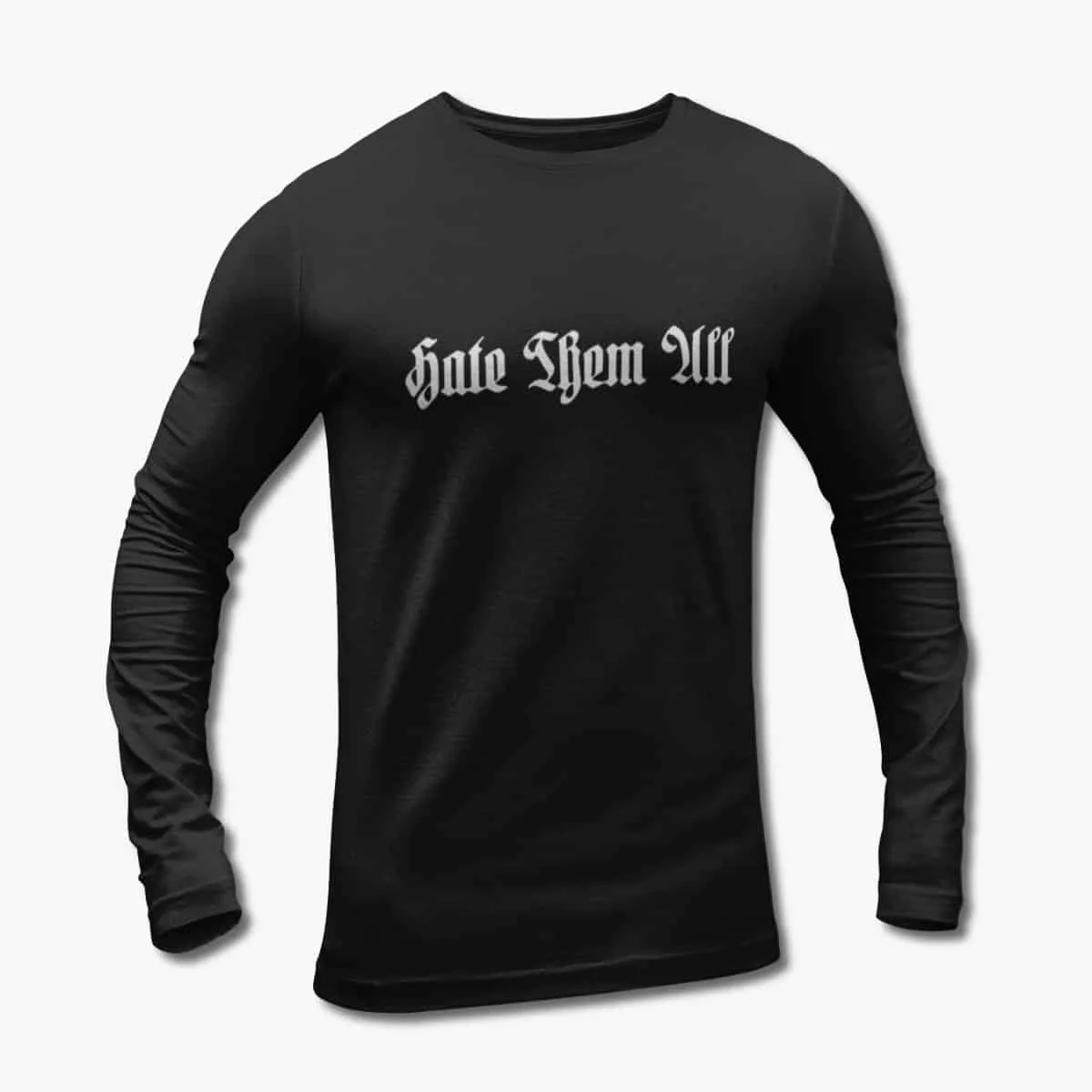 Hate Them All Long Sleeve T-Shirt, Hate Them All Logo Black Longsleeve T-Shirt, Black Metal Merchandise