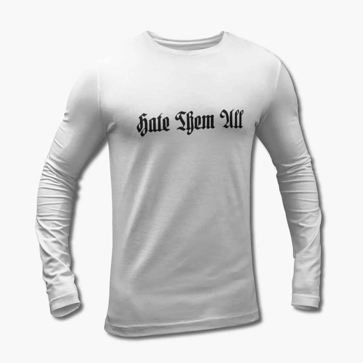 Hate Them All Long Sleeve T-Shirt, Hate Them All Logo White Longsleeve T-Shirt, Black Metal Merchandise