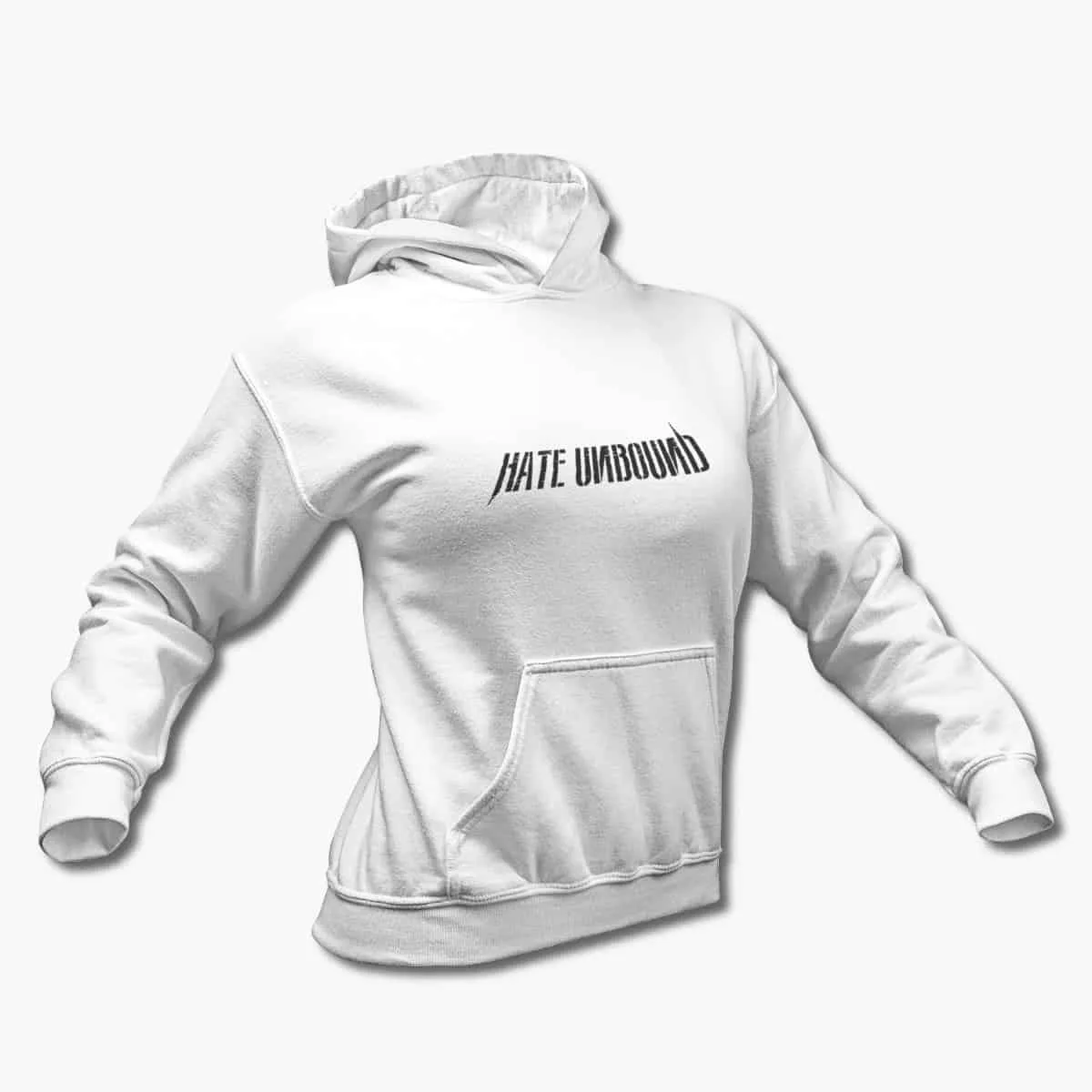 Hate Unbound Hoodie, Hate Unbound Logo White Hooded Sweatshirt, Death Metal, Thrash Metal Merchandise