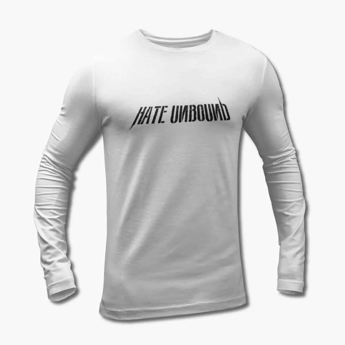 Hate Unbound Long Sleeve T-Shirt, Hate Unbound Logo White Longsleeve T-Shirt, Death Metal, Thrash Metal Merchandise