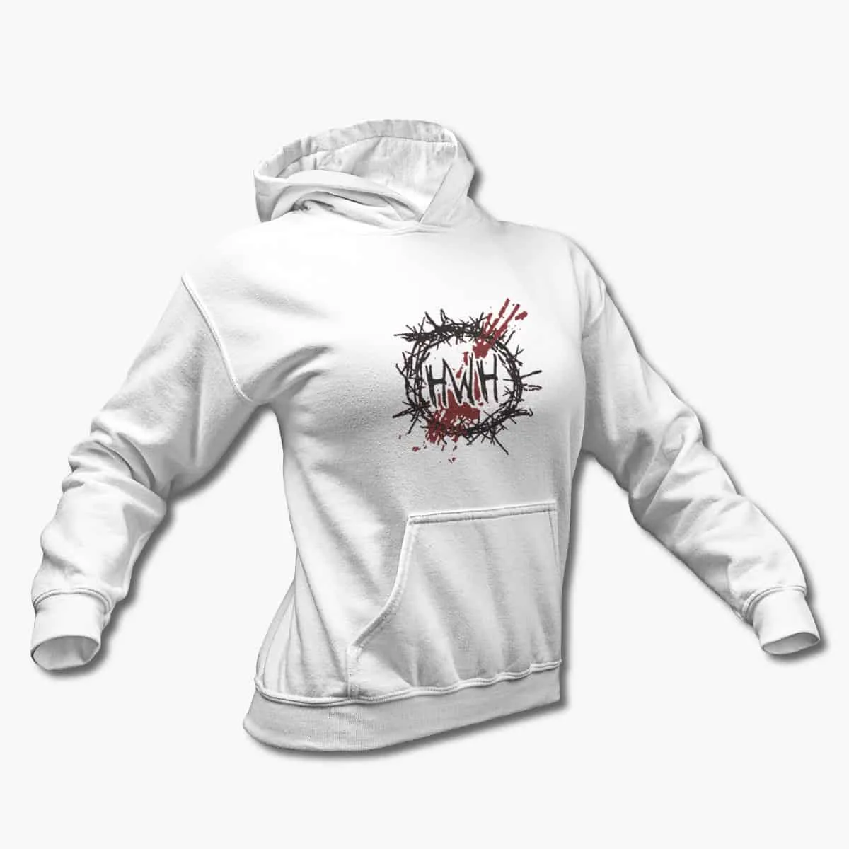 Hate World Hero Hoodie, Hate World Hero Logo White Hooded Sweatshirt, Metalcore Merchandise