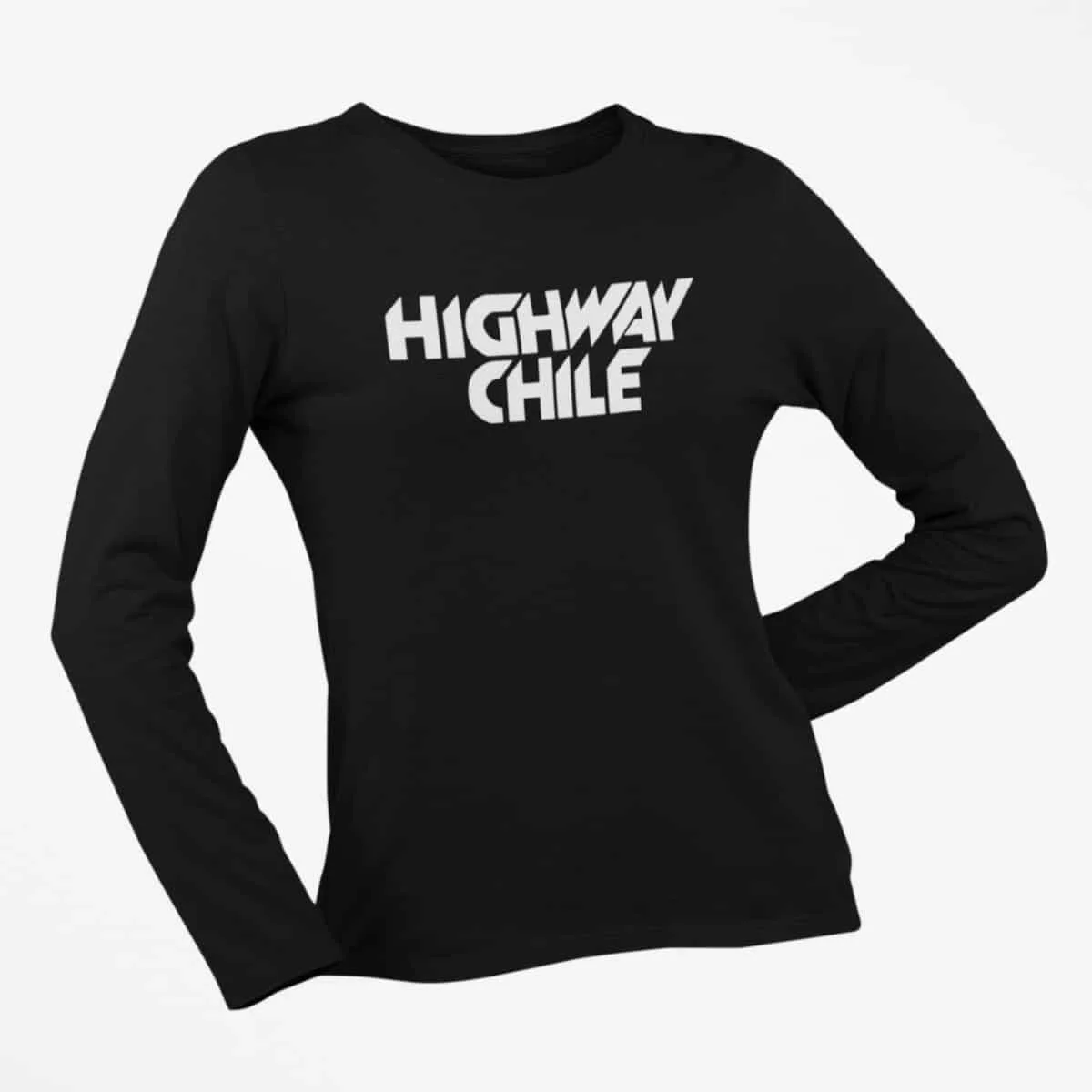 Highway Chile Long Sleeve T-Shirt, Highway Chile Logo Black Long Sleeve T-Shirt, Hard Rock Merchandise