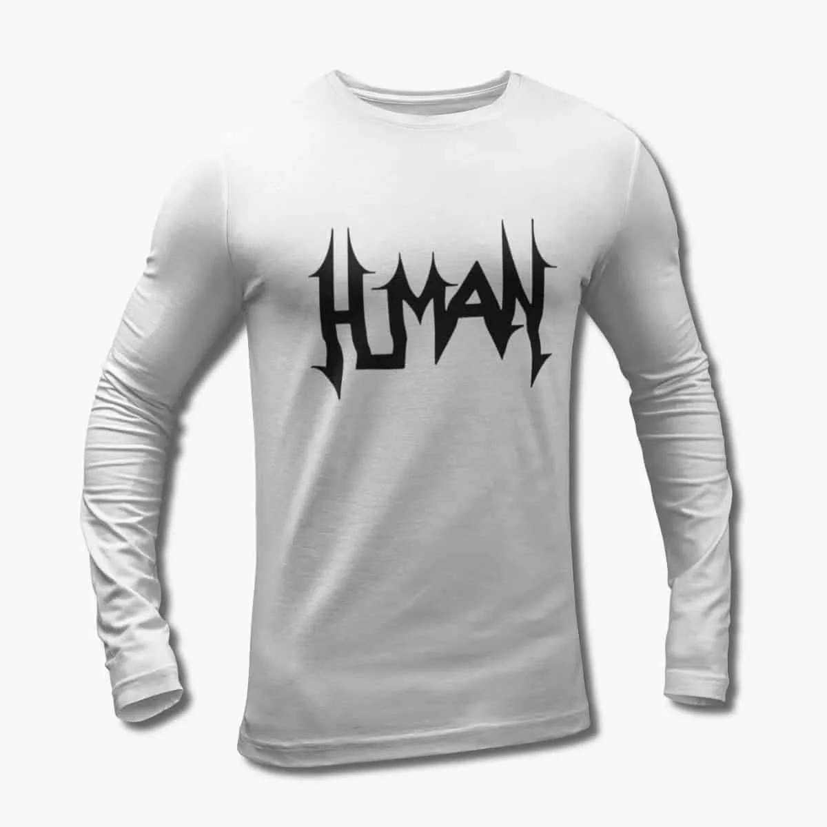Human Long Sleeve T-Shirt, Human Logo White Longsleeve T-Shirt, Technical Death Metal Merchandise